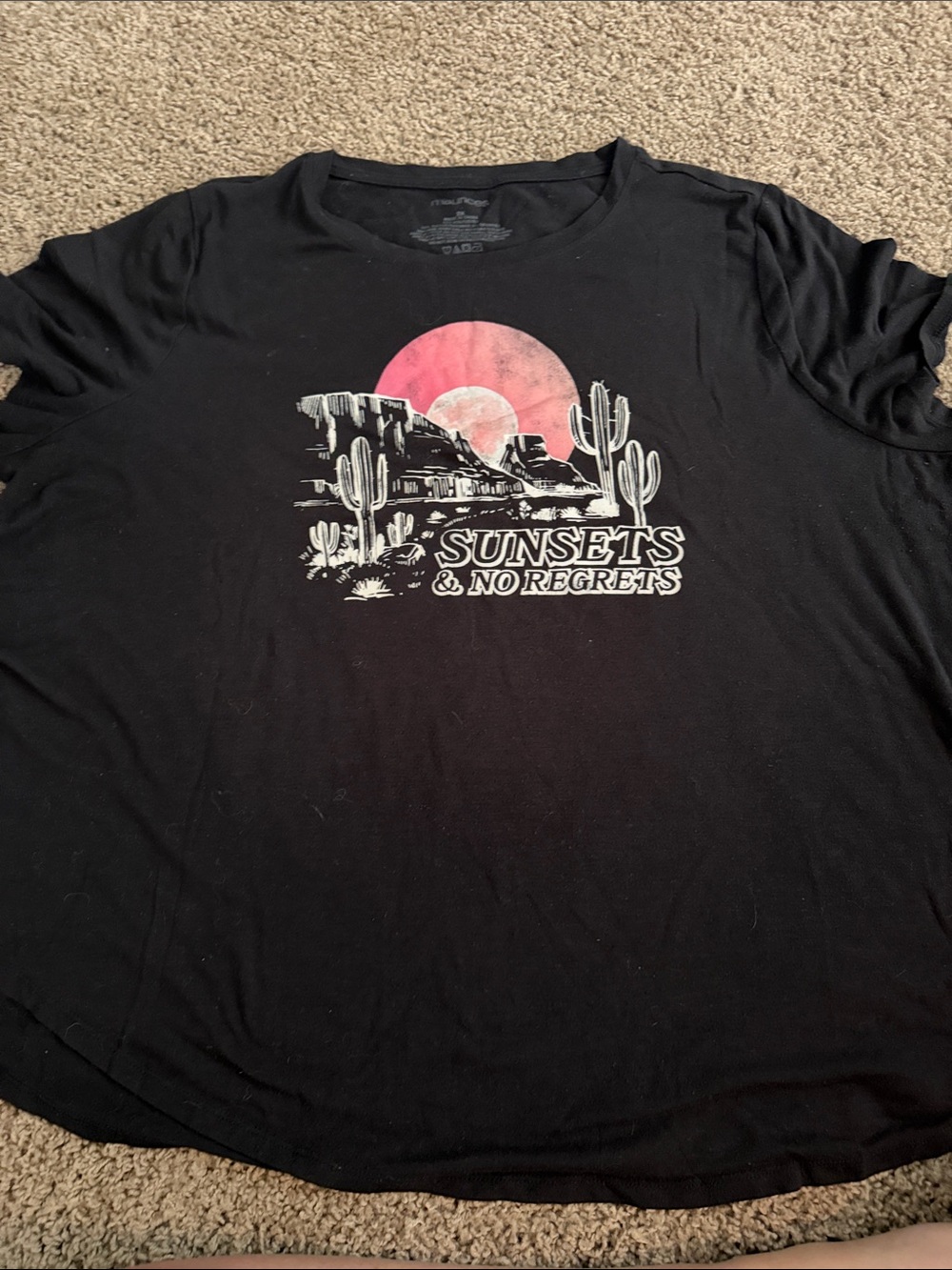 Maurices Black Graphic Tee with Pink Sunset